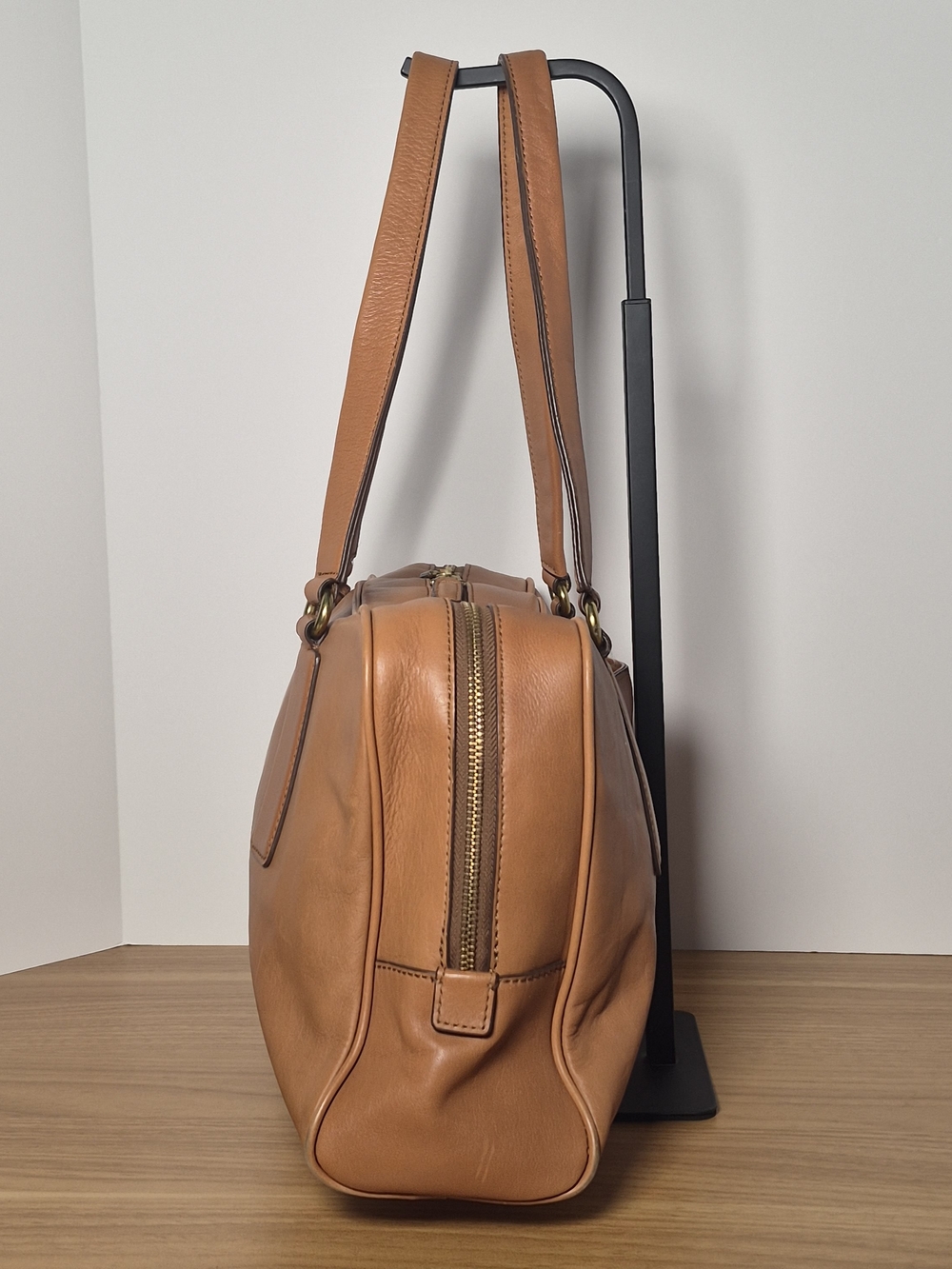 Fossil Maddox Leather Satchel Cognac Brown Shoulder Bag Doctor Bag Handbag - Picture 2 of 14